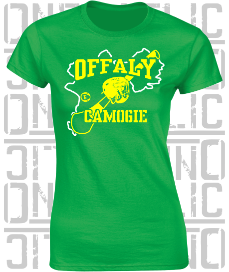 County Map Camogie Ladies Skinny-Fit T-Shirt - All Counties Available