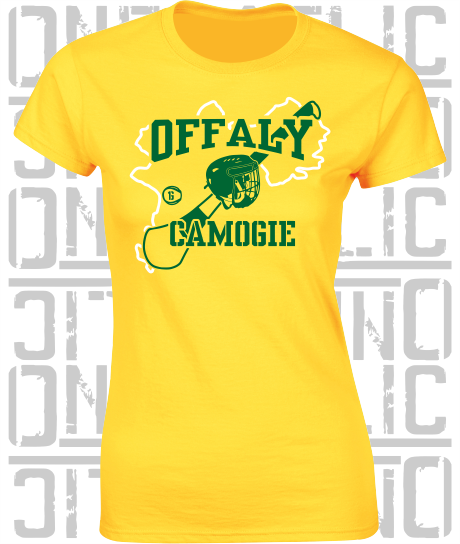 County Map Camogie Ladies Skinny-Fit T-Shirt - Offaly