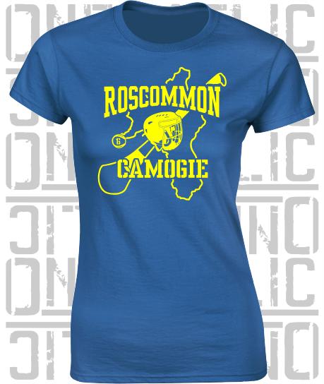 County Map Camogie Ladies Skinny-Fit T-Shirt - Roscommon