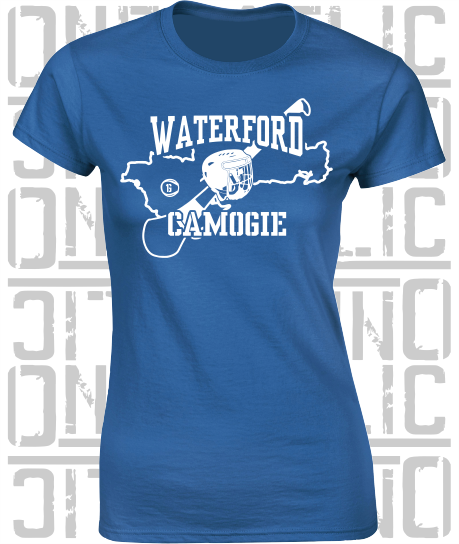 County Map Camogie Ladies Skinny-Fit T-Shirt - Waterford