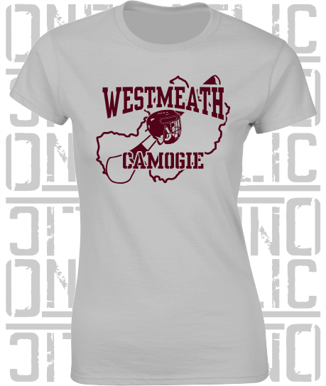 County Map Camogie Ladies Skinny-Fit T-Shirt - Westmeath