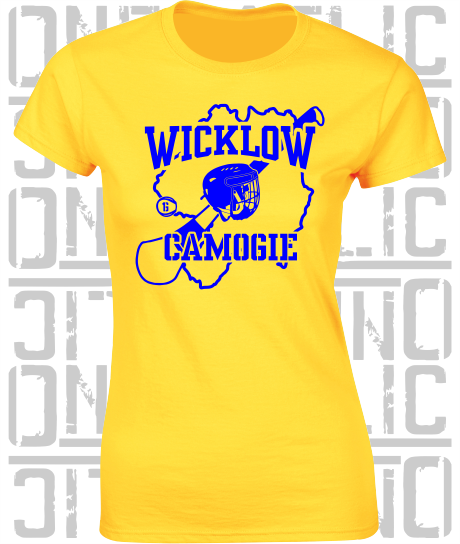 County Map Camogie Ladies Skinny-Fit T-Shirt - Wicklow