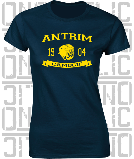 Camogie Helmet Design - Ladies Skinny-Fit T-Shirt - Antrim