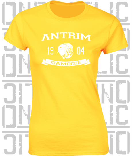 Camogie Helmet Design - Ladies Skinny-Fit T-Shirt - Antrim