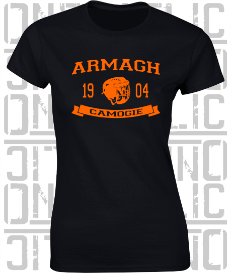 Camogie Helmet Design - Ladies Skinny-Fit T-Shirt - Armagh