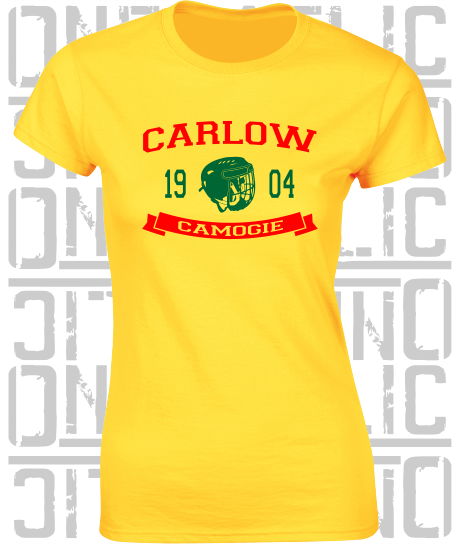 Camogie Helmet Design - Ladies Skinny-Fit T-Shirt - Carlow