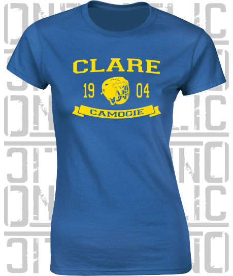 Camogie Helmet Design - Ladies Skinny-Fit T-Shirt - Clare