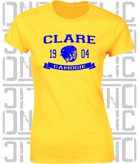 Camogie Helmet Design - Ladies Skinny-Fit T-Shirt - Clare