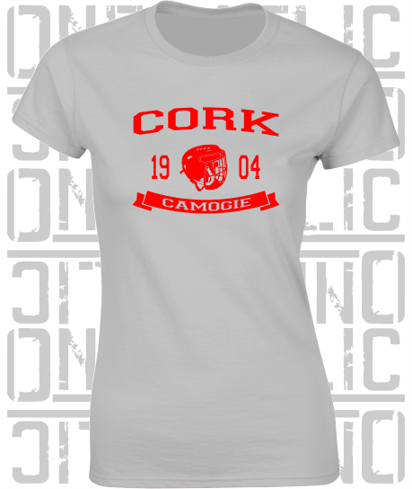 Camogie Helmet Design - Ladies Skinny-Fit T-Shirt - Cork