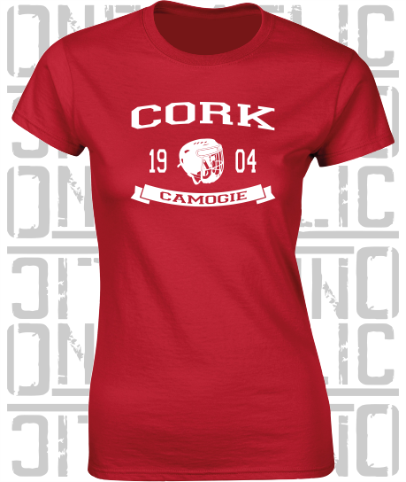 Camogie Helmet Design - Ladies Skinny-Fit T-Shirt - Cork