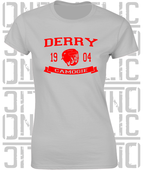 Camogie Helmet Design - Ladies Skinny-Fit T-Shirt - Derry
