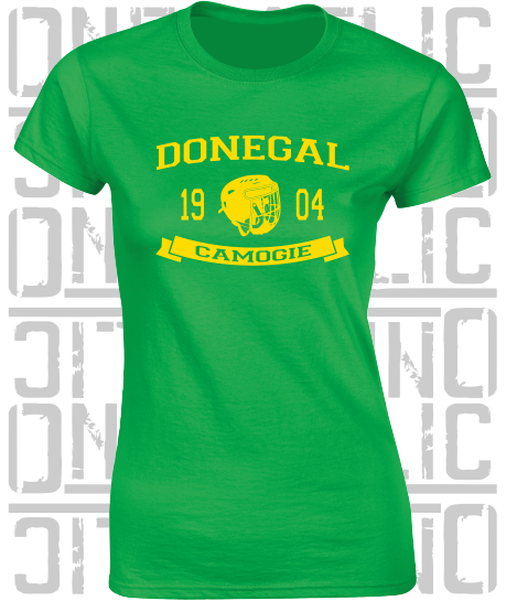 Camogie Helmet Design - Ladies Skinny-Fit T-Shirt - Donegal