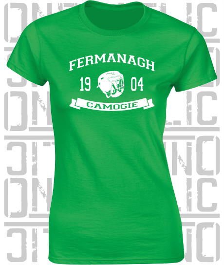 Camogie Helmet Design - Ladies Skinny-Fit T-Shirt - Fermanagh