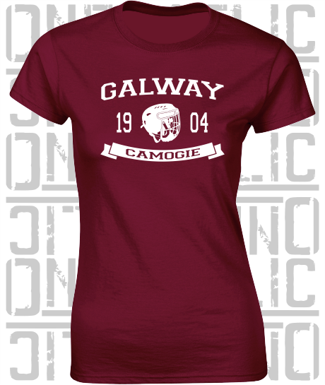 Camogie Helmet Design - Ladies Skinny-Fit T-Shirt - Galway