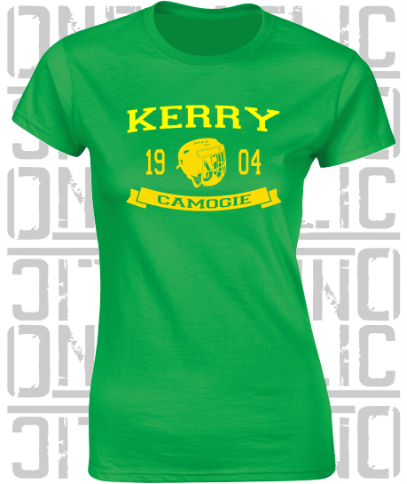 Camogie Helmet Design - Ladies Skinny-Fit T-Shirt - Kerry