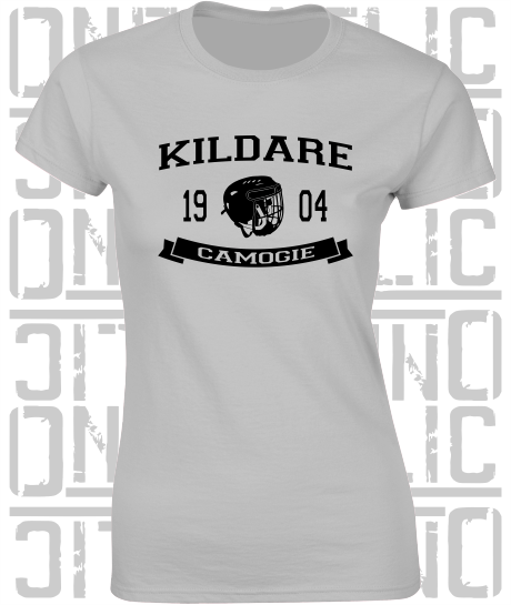 Camogie Helmet Design - Ladies Skinny-Fit T-Shirt - Kildare