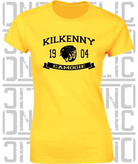 Camogie Helmet Design - Ladies Skinny-Fit T-Shirt - Kilkenny