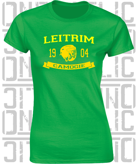 Camogie Helmet Design - Ladies Skinny-Fit T-Shirt - Leitrim