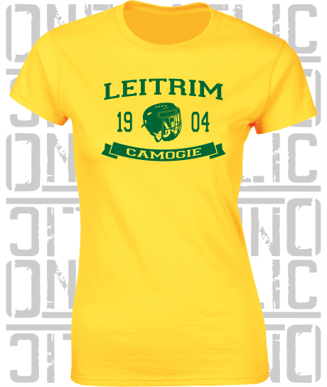 Camogie Helmet Design - Ladies Skinny-Fit T-Shirt - Leitrim