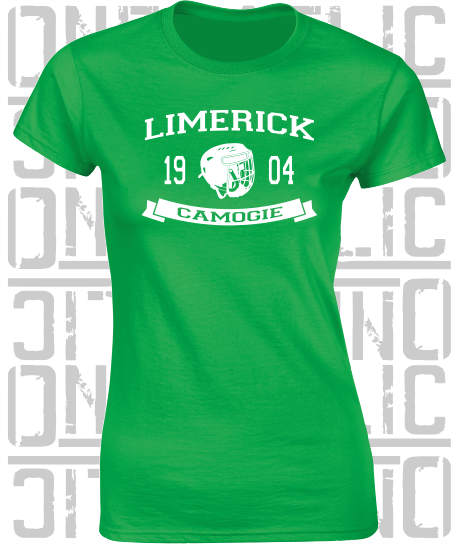 Camogie Helmet Design - Ladies Skinny-Fit T-Shirt - Limerick