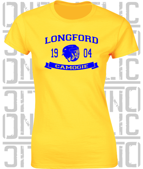 Camogie Helmet Design - Ladies Skinny-Fit T-Shirt - Longford