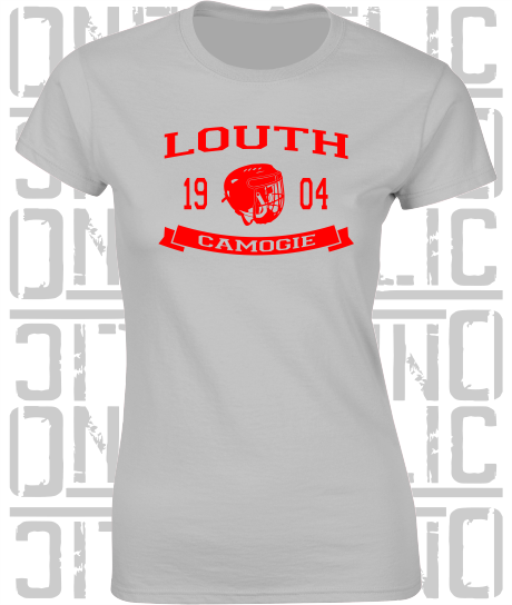 Camogie Helmet Design - Ladies Skinny-Fit T-Shirt - Louth