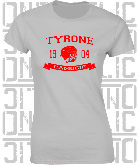 Camogie Helmet Design - Ladies Skinny-Fit T-Shirt - Tyrone