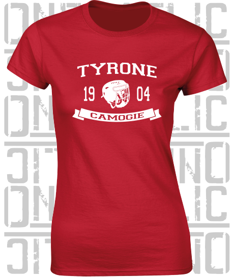 Camogie Helmet Design - Ladies Skinny-Fit T-Shirt - Tyrone