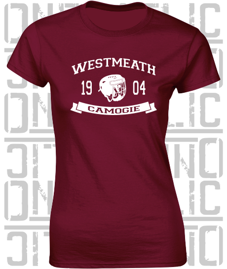 Camogie Helmet Design - Ladies Skinny-Fit T-Shirt - Westmeath
