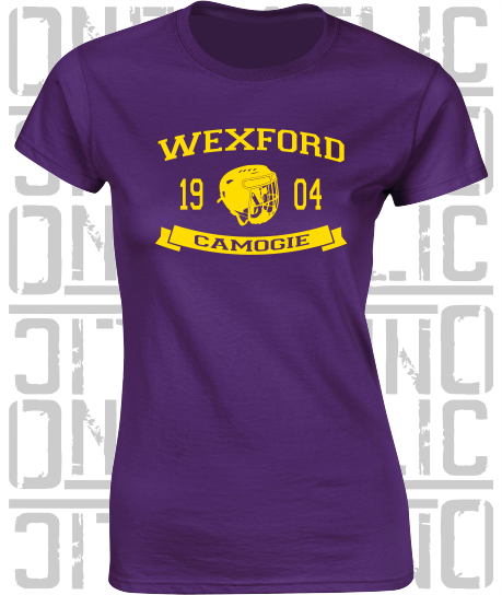 Camogie Helmet Design - Ladies Skinny-Fit T-Shirt - Wexford
