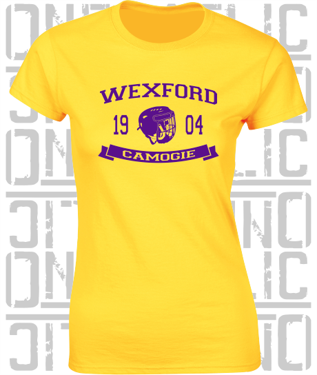 Camogie Helmet Design - Ladies Skinny-Fit T-Shirt - Wexford