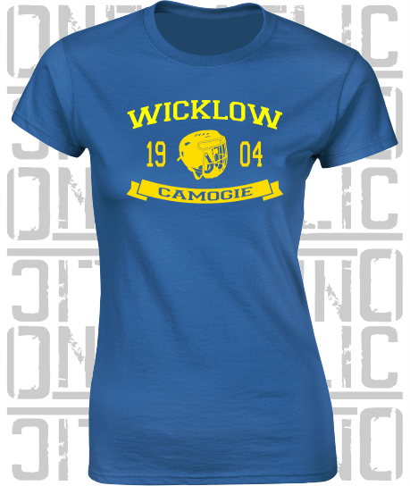 Camogie Helmet Design - Ladies Skinny-Fit T-Shirt - Wicklow