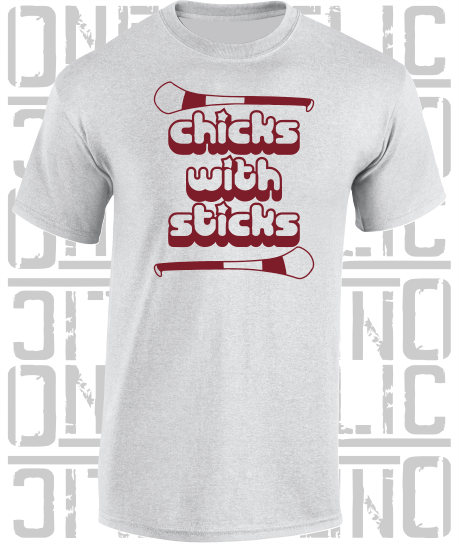 Chicks With Sticks, Camogie T-Shirt - Adult - Westmeath