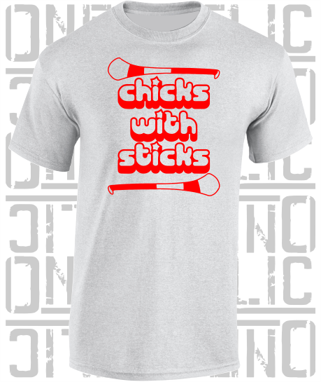 Chicks With Sticks, Camogie T-Shirt - Adult - Derry