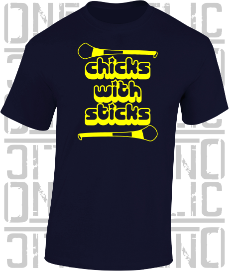 Chicks With Sticks, Camogie T-Shirt - Adult - Antrim
