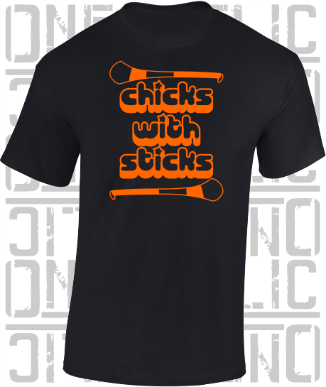 Chicks With Sticks, Camogie T-Shirt - Adult - Armagh