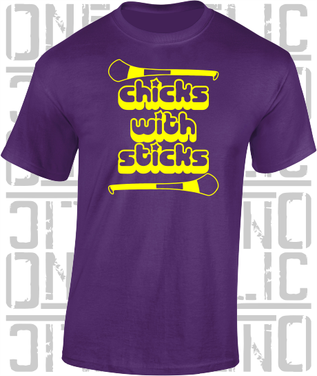 Chicks With Sticks, Camogie T-Shirt - Adult - Wexford