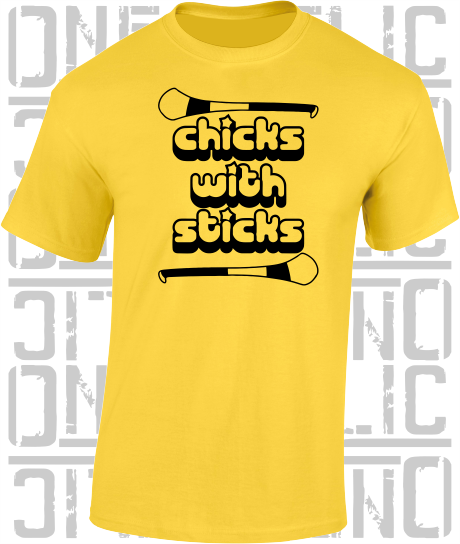 Chicks With Sticks, Camogie T-Shirt - Adult - Kilkenny