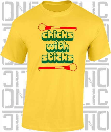 Chicks With Sticks, Camogie T-Shirt - Adult - Carlow