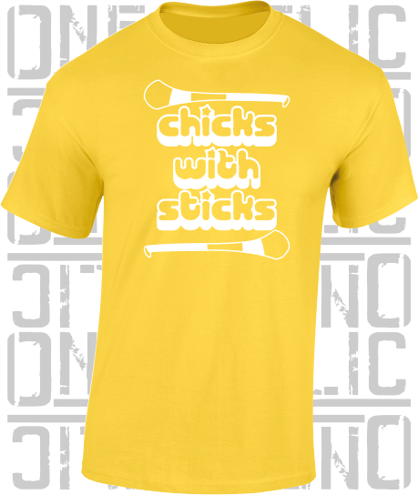 Chicks With Sticks, Camogie T-Shirt - Adult - Antrim