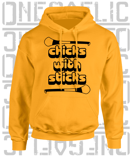 Chicks With Sticks, Camogie Hoodie - Adult - Kilkenny