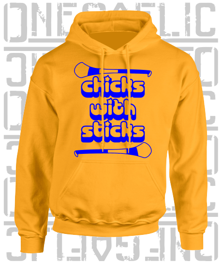 Chicks With Sticks, Camogie Hoodie - Adult - Longford