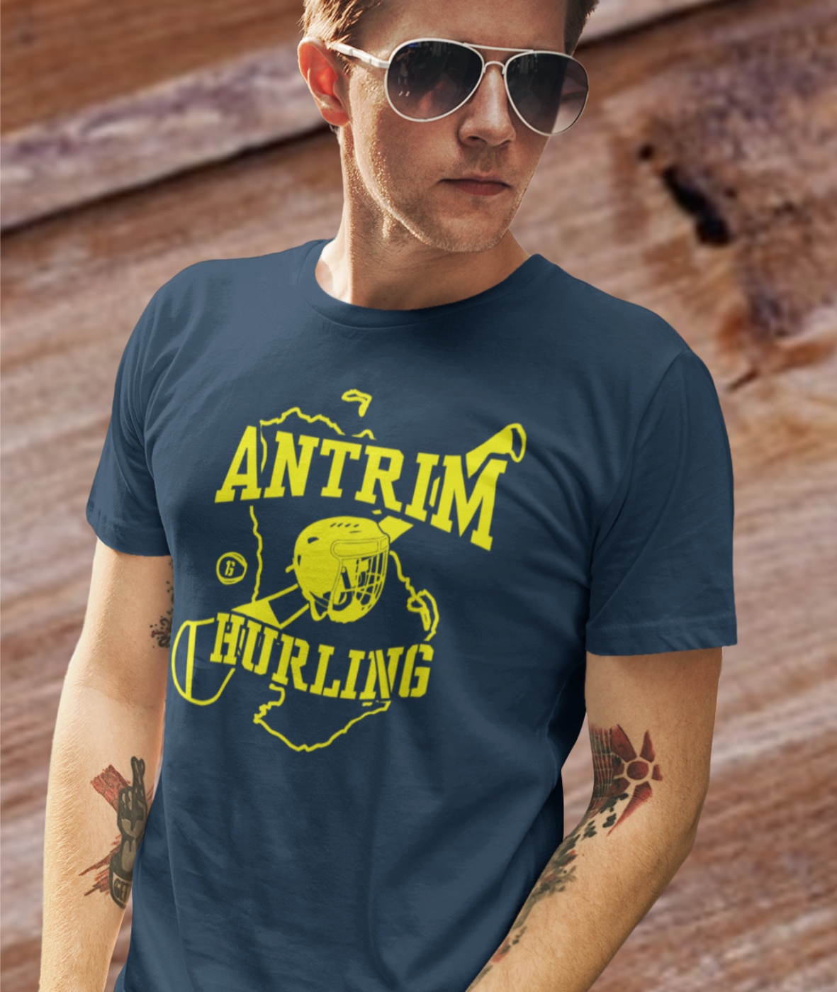 Hurling County Map Adult T-Shirt - Antrim