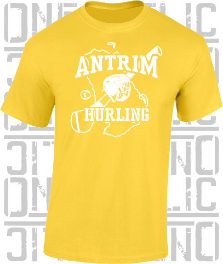 Hurling County Map Adult T-Shirt - Antrim