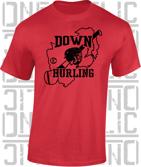 County Map Hurling Adult T-Shirt - Down