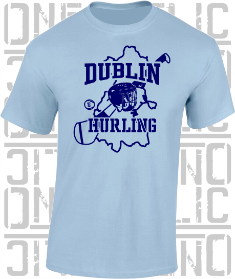 County Map Hurling Adult T-Shirt - Dublin
