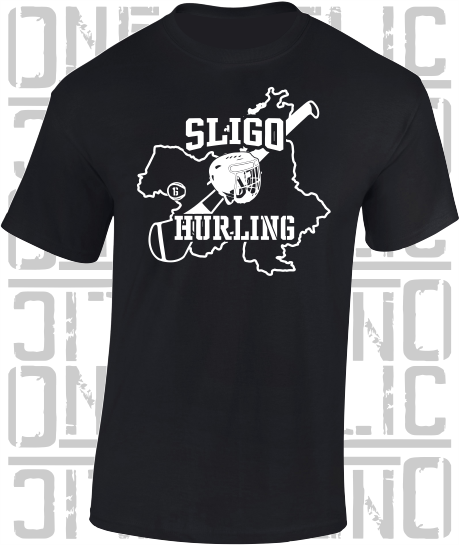County Map Hurling Adult T-Shirt - Sligo