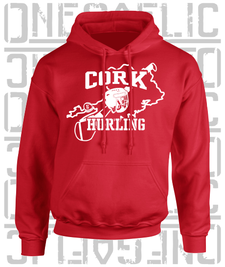 County Map Hurling Hoodie - Adult - All Counties Available