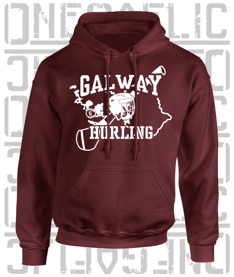 County Map Hurling Hoodie - Adult - Galway