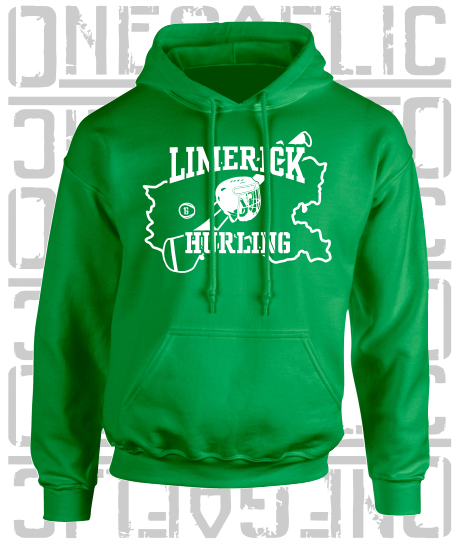 County Map Hurling Hoodie - Adult - All Counties Available